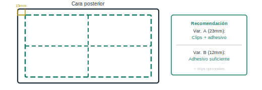 Instalar con adhesivo (Variante B o refuerzo adicional)